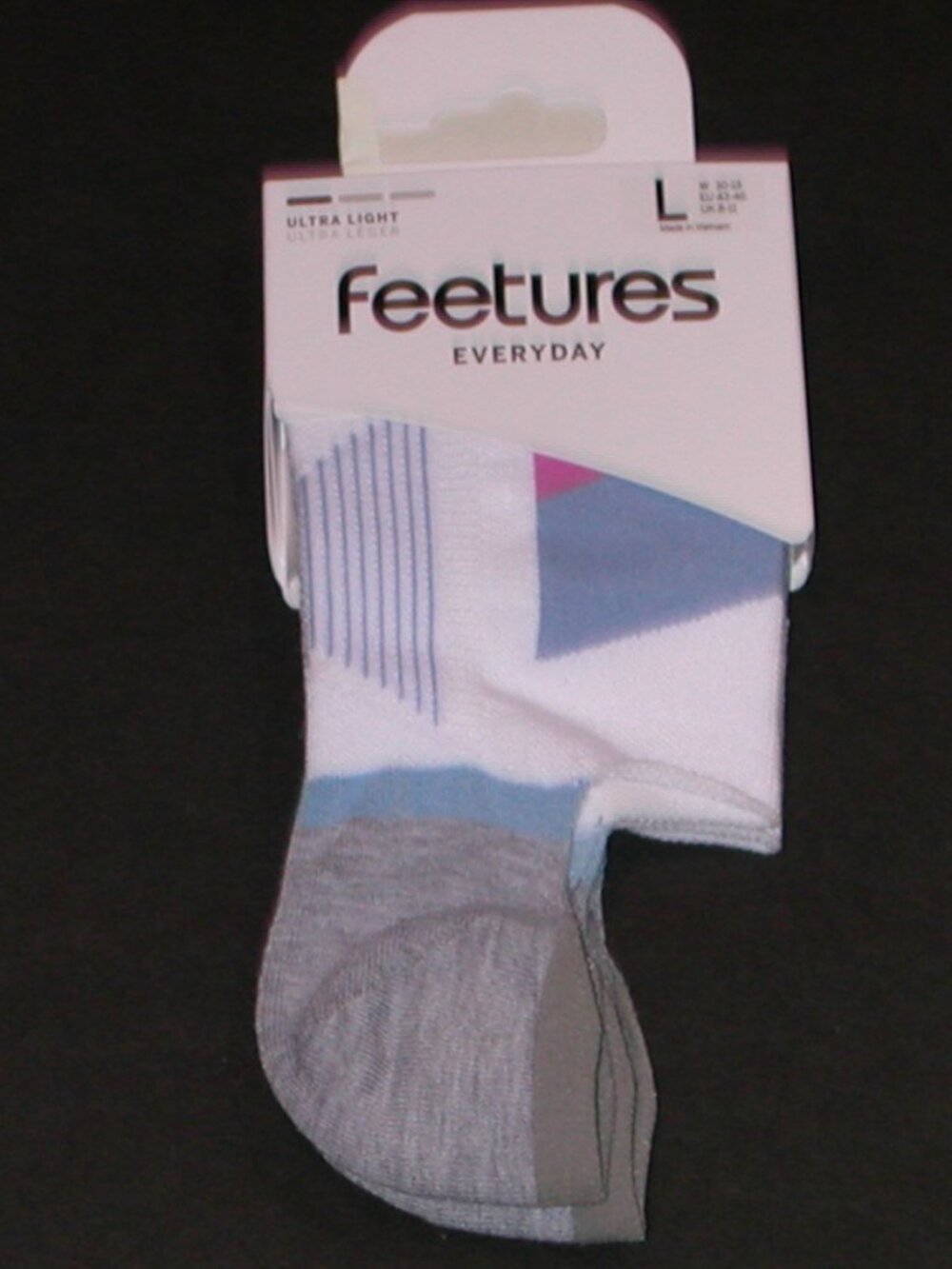 Feetures Everyday Ultra Light Invisable Socks Womens Large NWT Boardwalk Violet